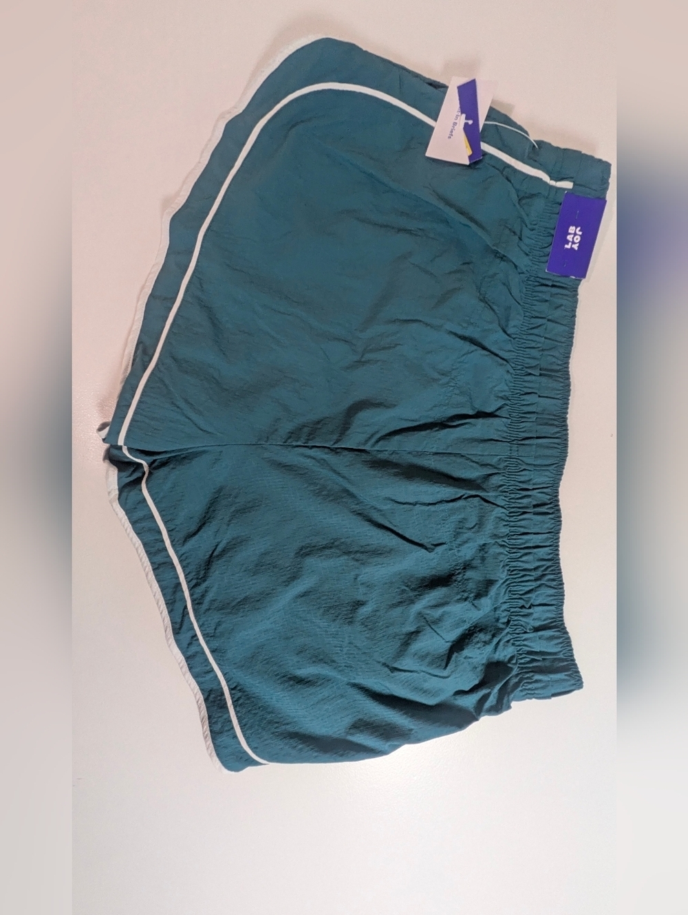 Joy Lab Women's Mid rise Built In Briefs Shorts Teal Stripes Size XL 2" Inseam - Picture 4 of 12